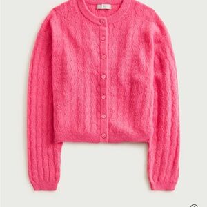 J Crew Supersoft pointelle bubble-hem cardigan- dragon fruit